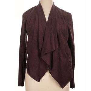 Kut from the Kloth Women's Draped Open Front Sueded Jacket - Plum XL